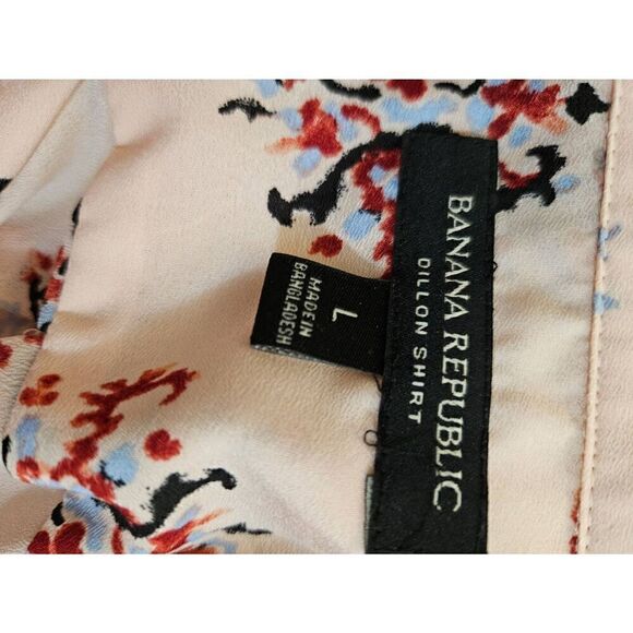 Banana Republic Dillion Shirt,  light pink with floral print button up blouse. S - Picture 4 of 5